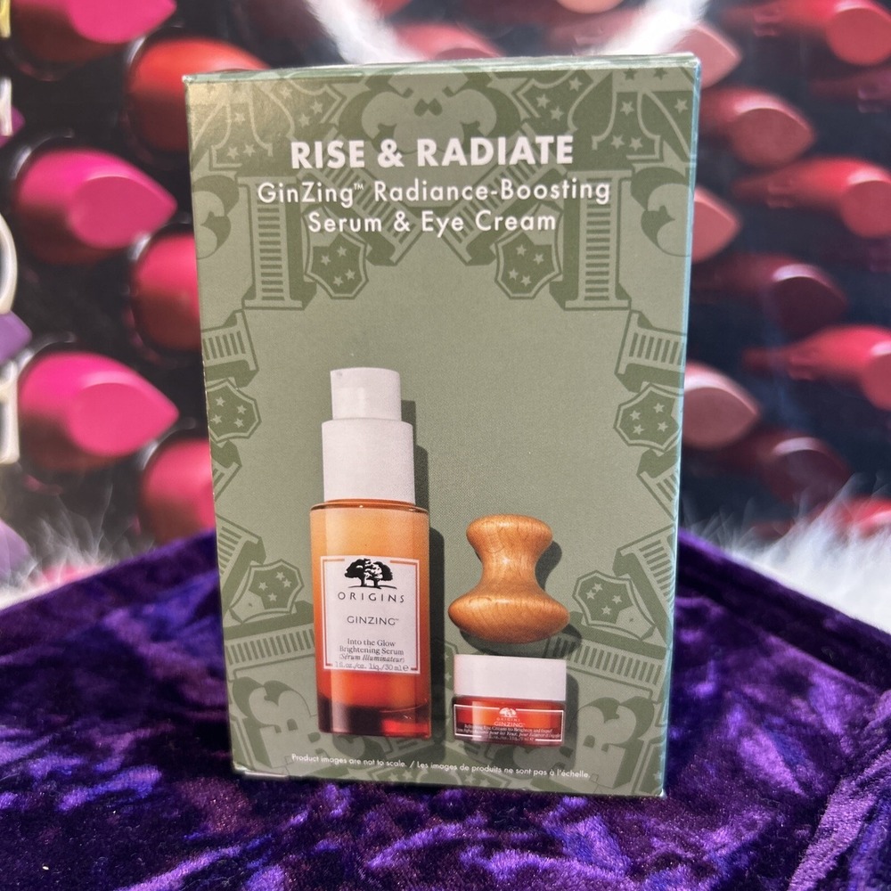 Origins Rise & Radiate GinZing Radiance Boosting Serum &‎ Eye Cream Set, NIB